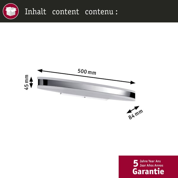 Paulmann Selection Bathroom LED spegellampa Kuma IP44 3000K 660lm 230V 9W Krom, Vit