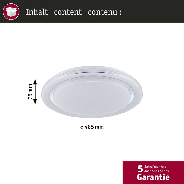 Paulmann LED taklampa Rainbow med regnbågseffekt RGBW+ 2800lm 230V 38,5W dimbar Krom, Vit