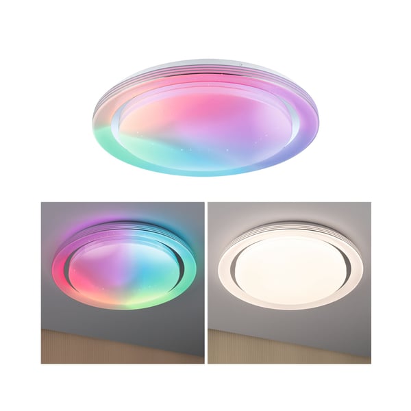 Paulmann LED taklampa Rainbow med regnbågseffekt RGBW+ 2800lm 230V 38,5W dimbar Krom, Vit