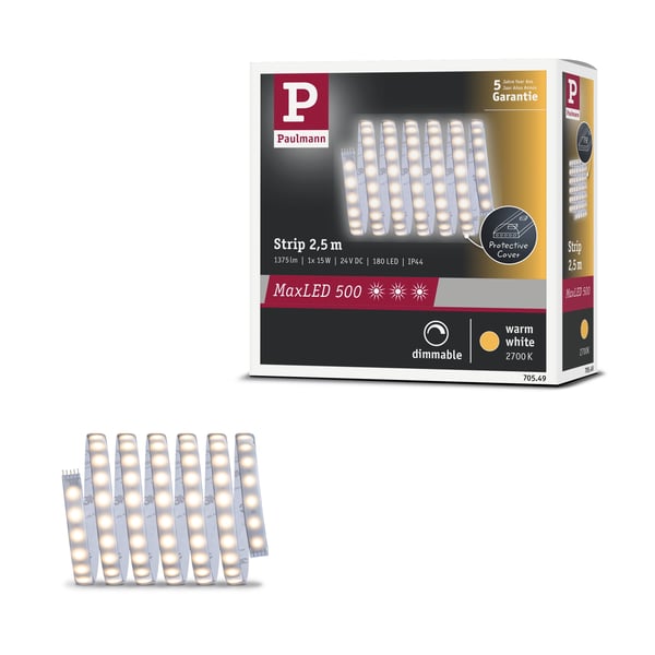 Paulmann MaxLED 500 LED remsa Enkelstripe 2,5m varmvitt belagd 15W 550lm/m 2700K