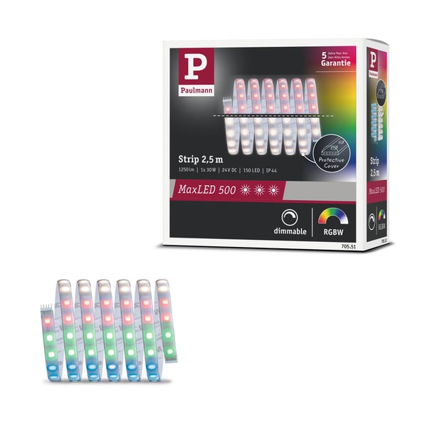 Paulmann MaxLED 500 LED remsa Enkelstripe 2,5m RGBW belagd 30W 500lm/m RGBW+