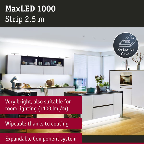 Paulmann MaxLED 1000 LED remsa Förlängning 2,5m Dagsljusvitt belagd 29W 1100lm/m 6500K