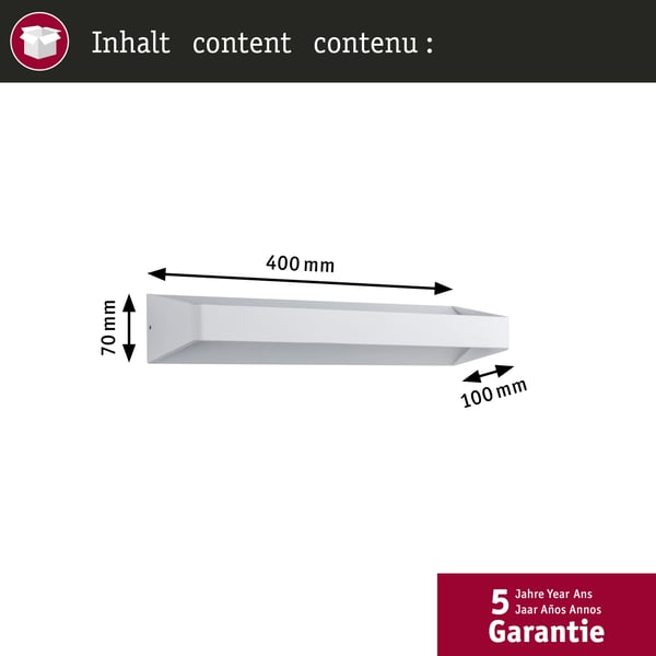 Paulmann LED vägglampa Bar 2700K 1140lm 230V 10,5W Vit