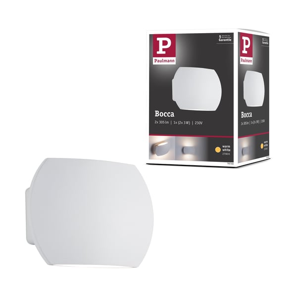 Paulmann LED vägglampa Bocca 2700K 2x280lm 230V 2x2,7W Vit