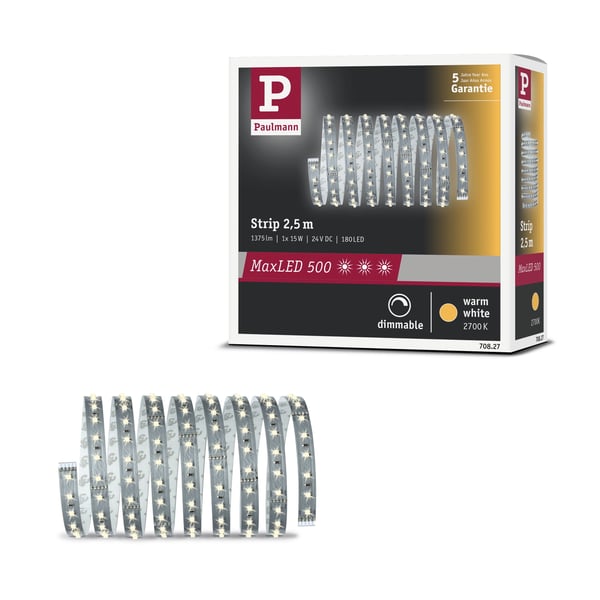 Paulmann MaxLED 500 LED remsa Enkelstripe 2,5m varmvitt 15W 550lm/m 2700K