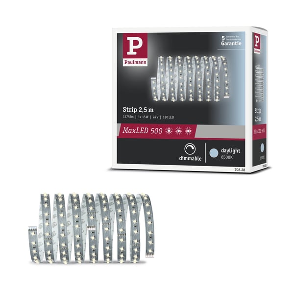 Paulmann MaxLED 500 LED remsa Enkelstripe 2,5m dagsljusvit 15W 550lm/m 6500K