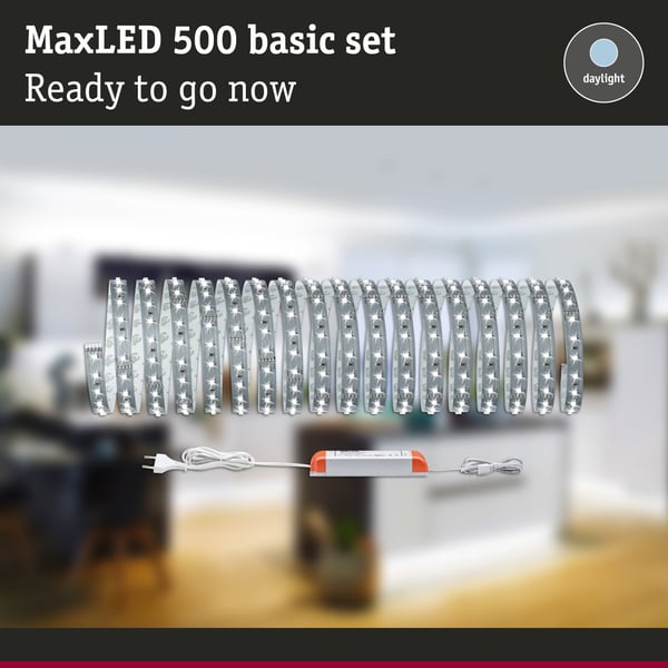 Paulmann MaxLED 500 LED remsa Baspaket 10m dagsljusvit 50W 550lm/m 6500K 75VA