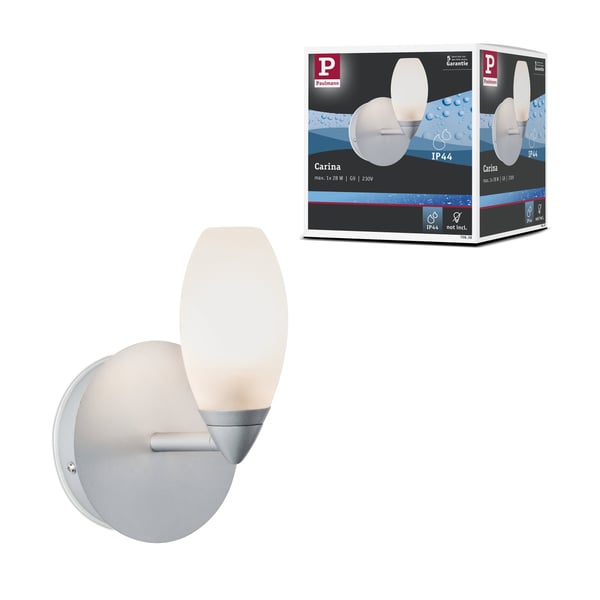 Paulmann Vägglampa Carina IP44 G9 230V max. 28W dimbar Krom matt, Satin Paulmann Vägglampa Carina IP44 G9 230V max. 28W dimbar Krom matt, Satin