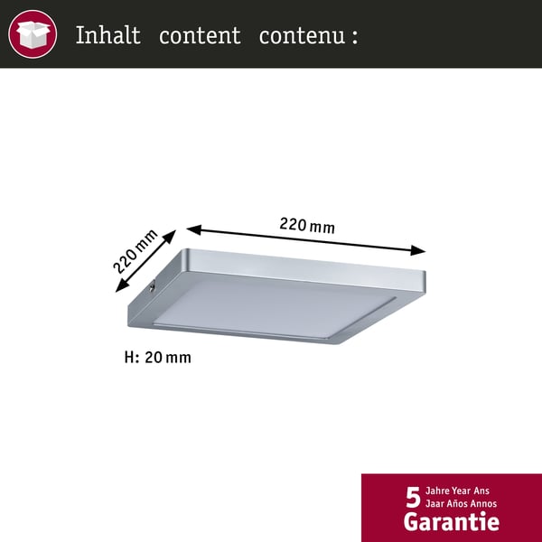 Paulmann LED panel Atria panel vinkelformad 220x220 mm 14W 1150lm 2700K Krom matt dimbar