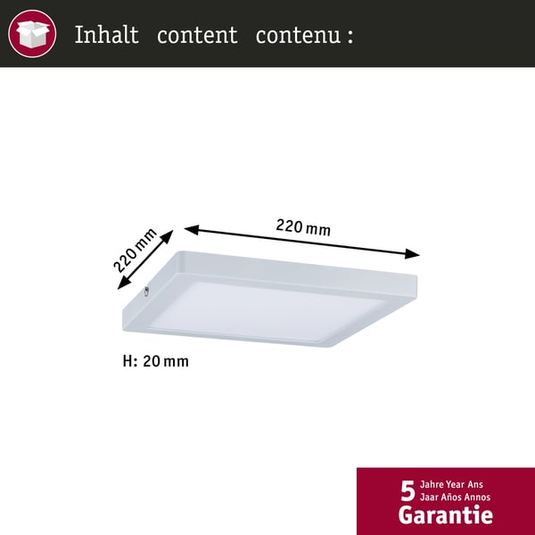 Paulmann LED panel Atria panel vinkelformad 220x220 mm 14W 1150lm 2700K Vit dimbar