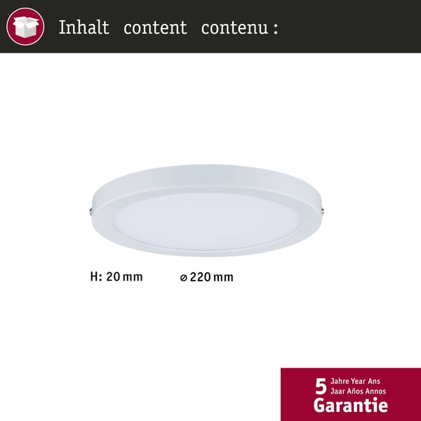 Paulmann LED panel Atria panel rund 220 mm 14W 1150lm 4000K Vit