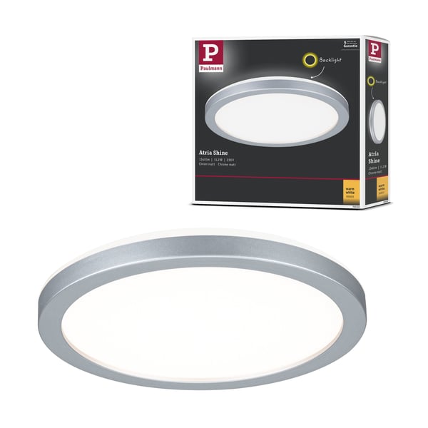 Paulmann LED panel Atria Shine Bakgrundsbelysning rund 190 mm 11,2W 850lm 3000K Krom matt