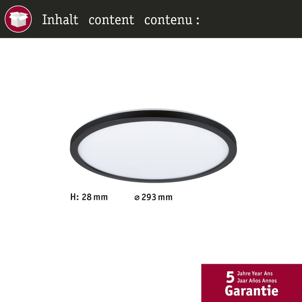 Paulmann LED panel Atria Shine Bakgrundsbelysning rund 293 mm 16W 1600lm 3000K Svart