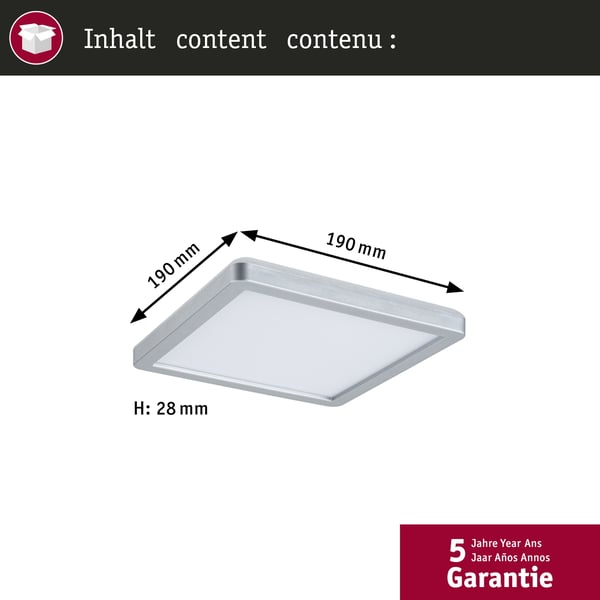 Paulmann LED panel Atria Shine Bakgrundsbelysning vinkelformad 190x190 mm 11,2W 900lm 4000K Krom matt