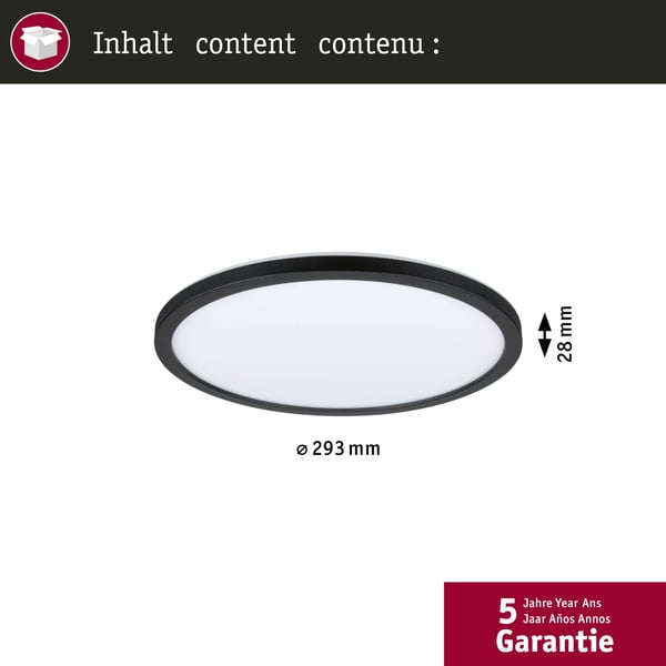 Paulmann LED panel Atria Shine Bakgrundsbelysning rund 293 mm 16W 1600lm 4000K Svart