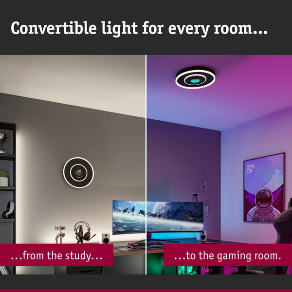 Paulmann Vägg /taklampa Spaceglow Four RGB+ 1200lm 230V 22W dimbar Svart matt