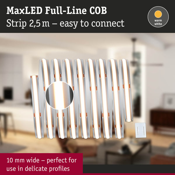 Paulmann MaxLED 1000 LED remsa Enkelstripe COB 2,5m Varmvitt 2,5m 30W 1080lm/m 528 LEDs/m 2700K