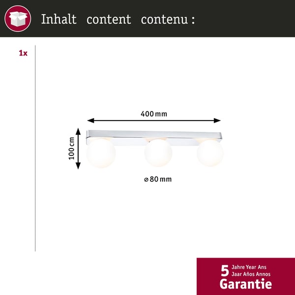 Paulmann Selection Bathroom Vägglampa Gove IP44 G9 230V max. 3x20W dimbar Krom, Satin