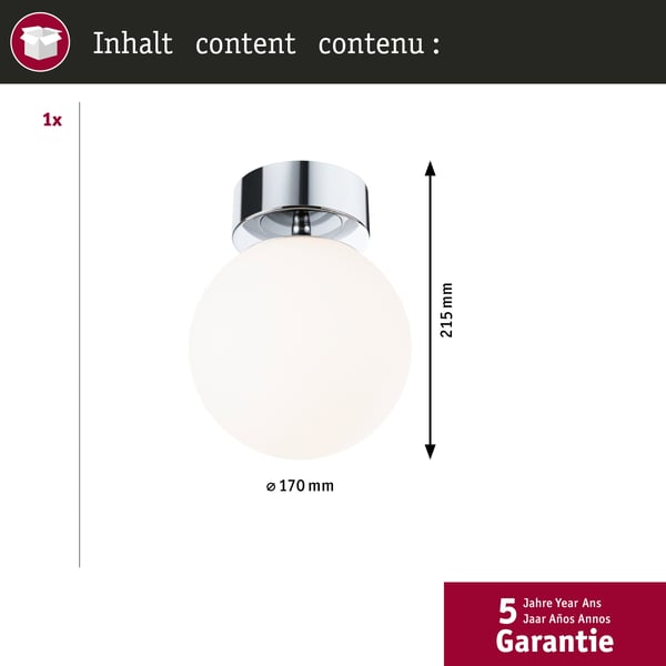Paulmann Selection Bathroom LED taklampa Gove IP44 3000K 900lm 230V 9W Krom, Satin