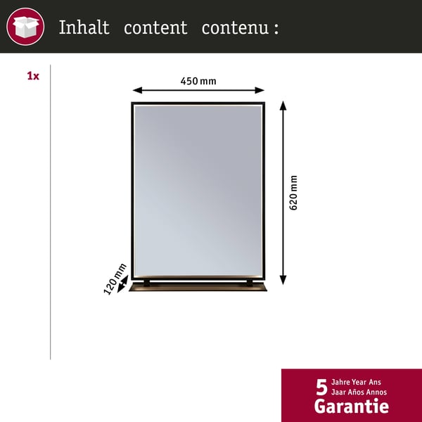 Paulmann LED belyst spegel Miro IP44 Tunable White 180lm 230V 11W Spegel, Svart matt