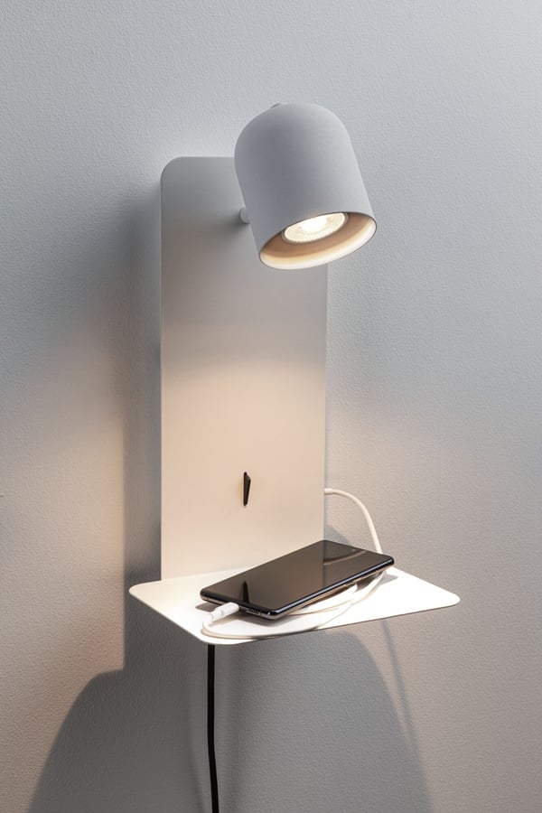 Paulmann Vägglampa Malena USB C GU10 230V max. 5W Vit matt