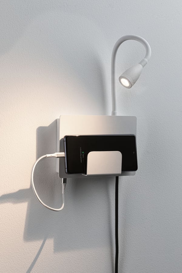 Paulmann LED vägglampa Halina USB C 2700K 200lm 230V 2,4W Vit matt