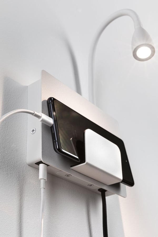 Paulmann LED vägglampa Halina USB C 2700K 200lm 230V 2,4W Vit matt