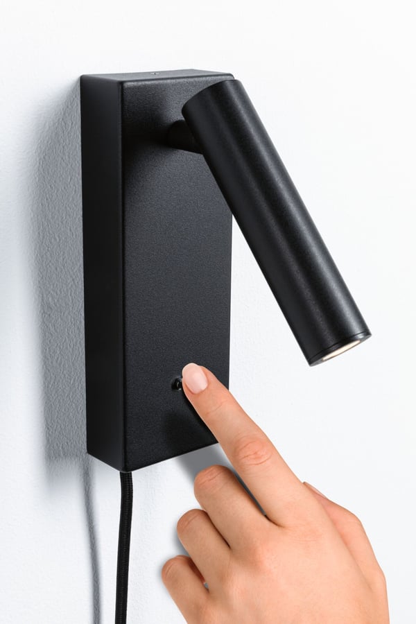 Paulmann LED vägglampa 3-Step-Dim Hulda USB C 3000K 130lm 230V 2,5W dimbar Svart matt