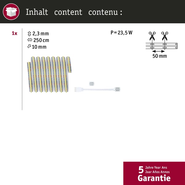 Paulmann MaxLED 1000 LED remsa Förlängning COB 2,5m Tunable White 23,5W 1200lm/m Tunable White