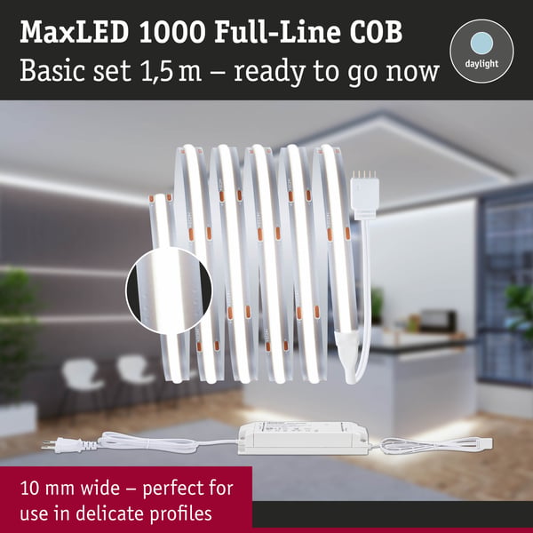 Paulmann MaxLED 1000 LED remsa Baspaket COB 1,5m Dagsljusvitt 18W 1280lm/m 6500K 40VA