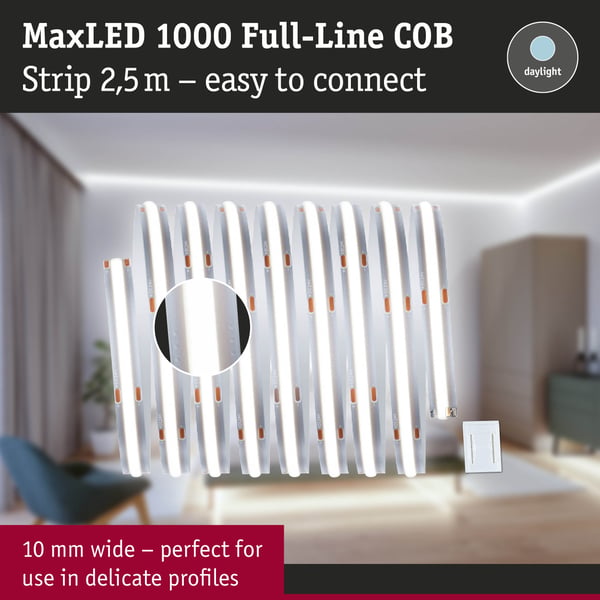 Paulmann MaxLED 1000 LED remsa Förlängning COB 2,5m Dagsljusvitt 30W 1280lm/m 6500K