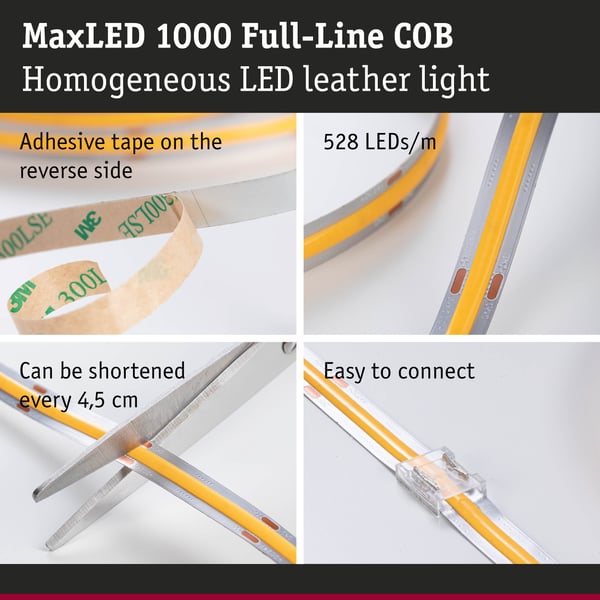 Paulmann MaxLED 1000 LED remsa Förlängning COB 2,5m Dagsljusvitt 30W 1280lm/m 6500K