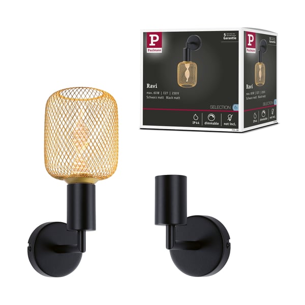 Paulmann LED taklampa Jaron IP44 E27 230V max. 60W dimbar Svart matt