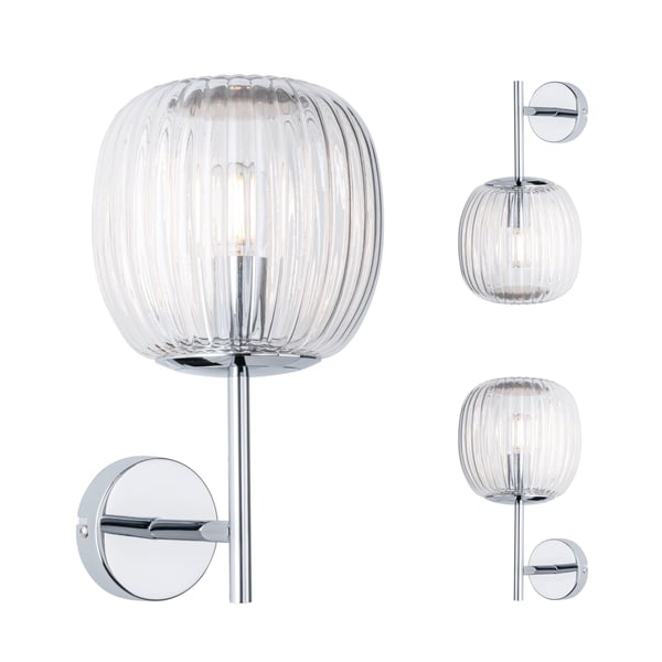 Paulmann Selection Bathroom Vägglampa Ruya IP44 E14 230V max. 20W dimbar Glas, Krom