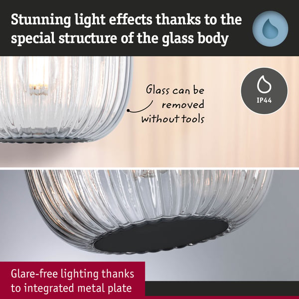 Paulmann LEDpendellampa Ruya E14 max. 20W Glas, Svart matt