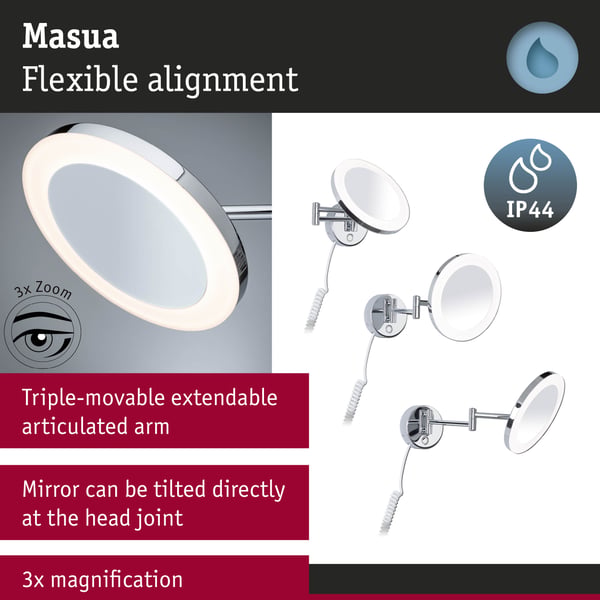 Paulmann LED sminkspegel Masua IP44 White Switch 55lm 230V 4W Krom