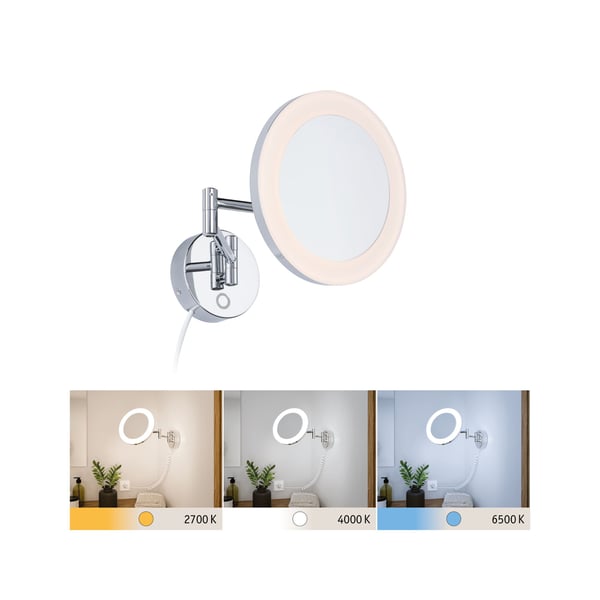 LED sminkspegel Masua IP44 White Switch 55lm 230V 4W Krom