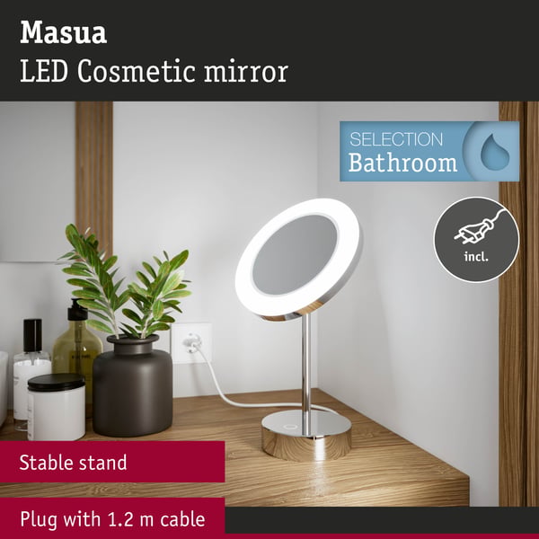 Paulmann LED sminkspegel Masua IP44 White Switch 55lm 230V 4W Krom