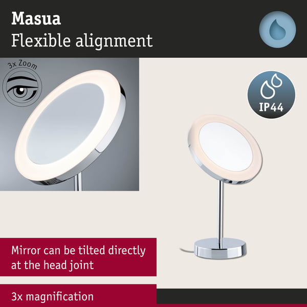 Paulmann LED sminkspegel Masua IP44 White Switch 55lm 230V 4W Krom