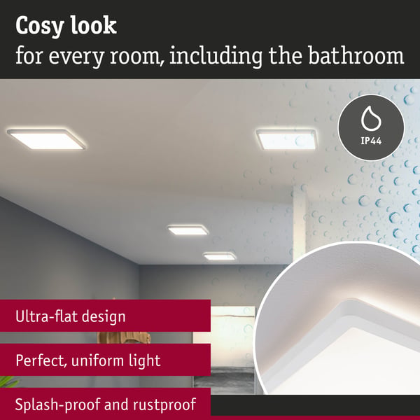 Paulmann LED panel Atria Shine Bakgrundsbelysning IP44 vinkelformad 293x293 mm 16W 1600lm 3000K Vit