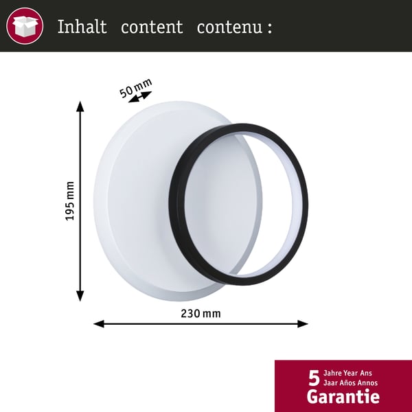 Paulmann LED vägglampa 2Form 4000K 890lm / 0lm 230V 7W / 5,5W Vit, Svart