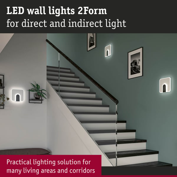 Paulmann LED vägglampa 2Form 4000K 1520lm / 0lm 230V 12,5W / 3,6W Vit, Svart