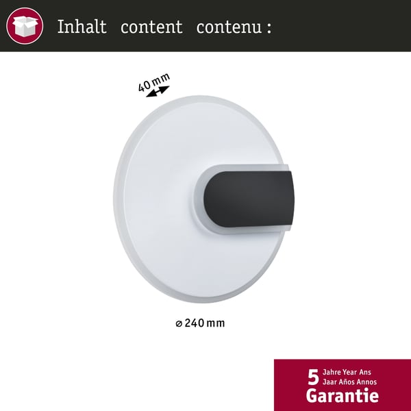 Paulmann LED vägglampa 2Form 4000K 1210lm / 0lm 230V 9W / 3,5W Vit, Svart
