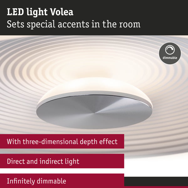 Paulmann LED taklampa Volea IP44 3000K 950lm 230V 3,5W / 13W dimbar Vit, Silver