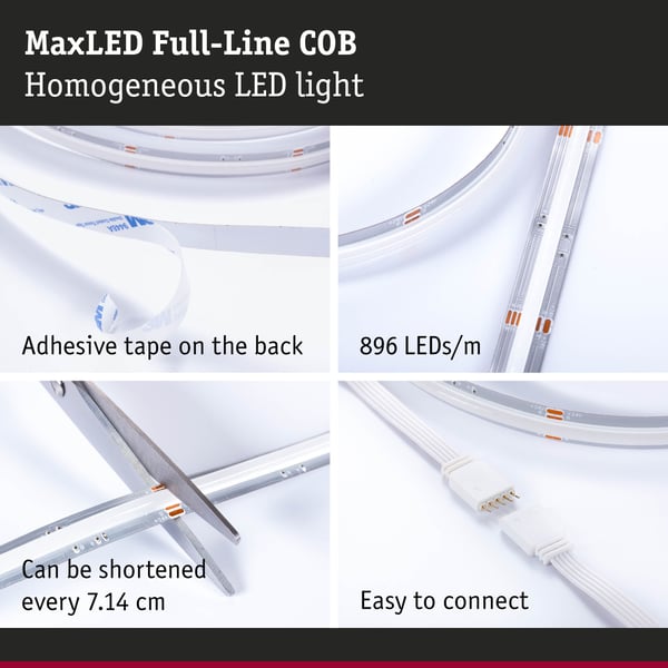Paulmann MaxLED 500 LED remsa Enkelstripe COB 2,5m RGBW 15W 530lm/m RGBW+