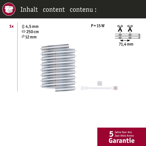 Paulmann MaxLED 500 LED remsa Enkelstripe COB 2,5m RGBW 15W 530lm/m RGBW+