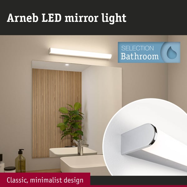 Paulmann Selection Bathroom LED vägglampa Arneb IP44 3000K 1000lm 230V 12,5W Krom