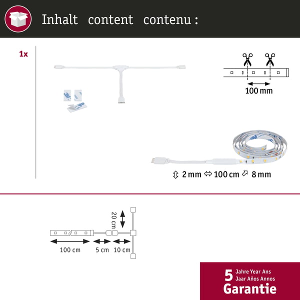 Paulmann MaxLED Stair LED remsa Förlängning 1m 0,6W 64lm 2700K