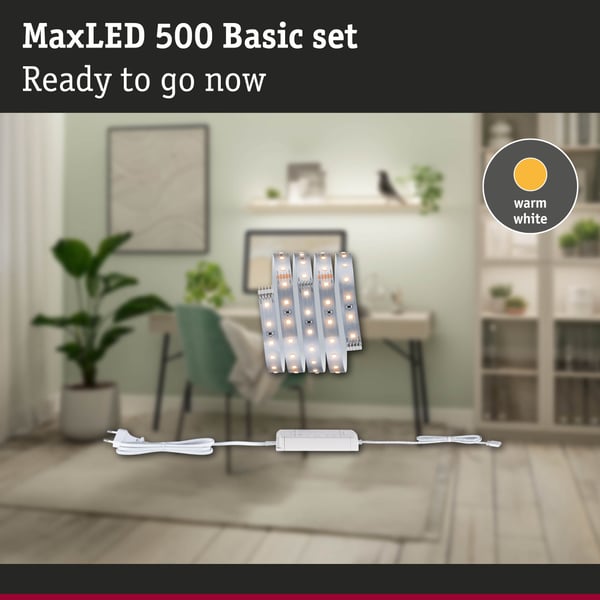 Paulmann MaxLED 500 LED remsa Baspaket 1,5m varmvitt 5,5W 550lm/m 2700K 20VA