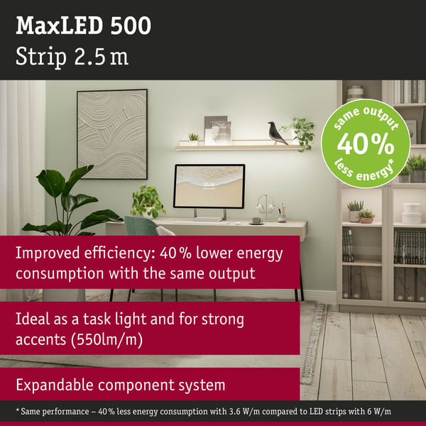 Paulmann MaxLED 500 LED remsa Förlängning 2,5m varmvitt 9W 550lm/m 2700K